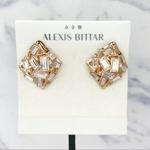 Alexis Bittar Rose Gold Baguette Cluster Earrings